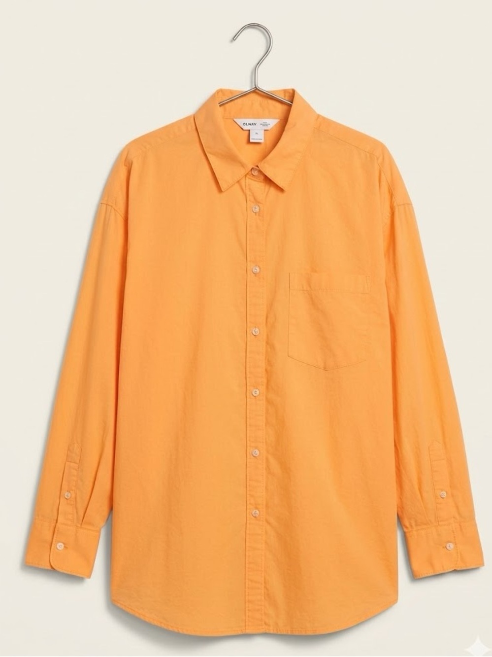Old Navy Women’s Bright Orange Long-Sleeve Button-Up Shirt